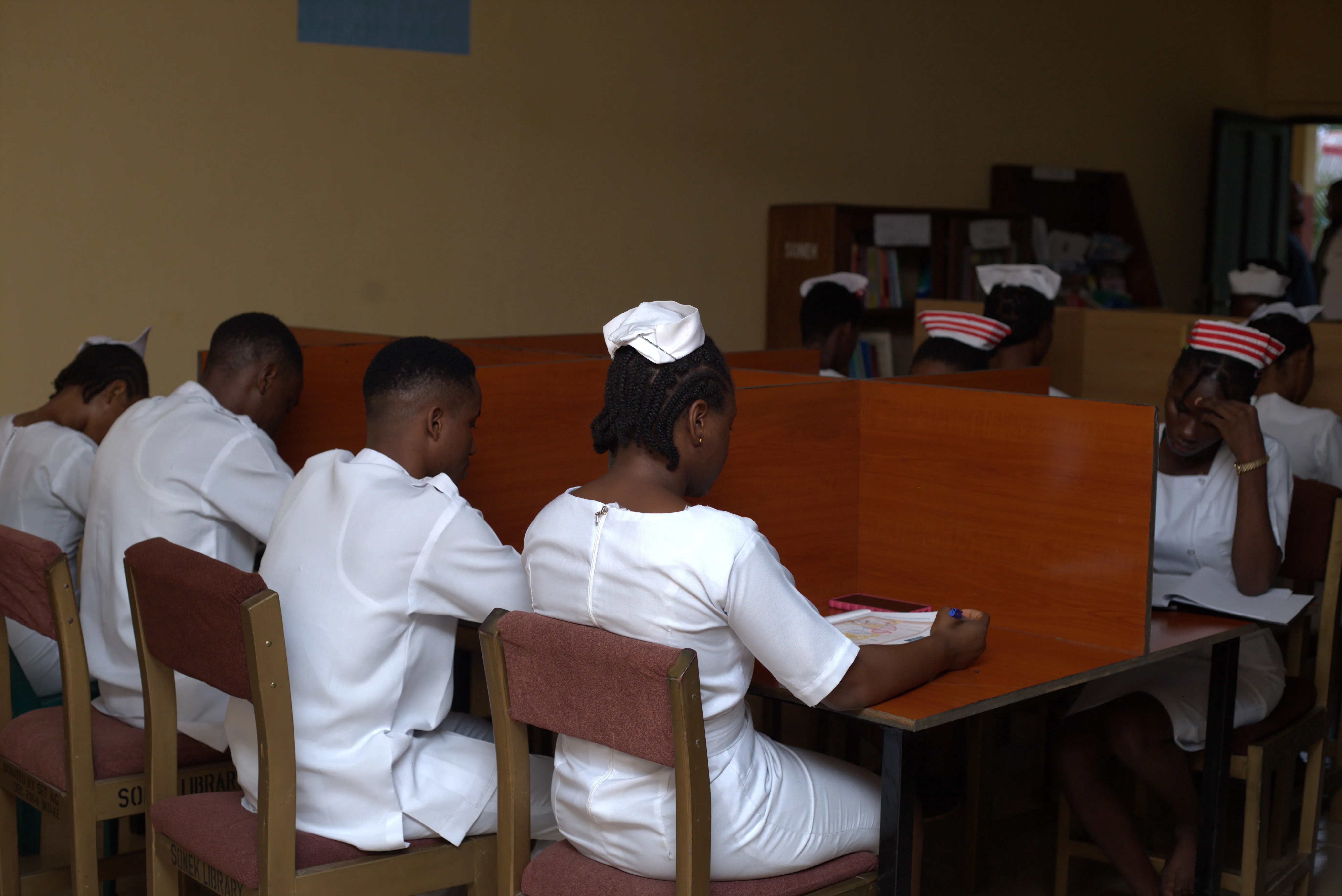 Students in the library